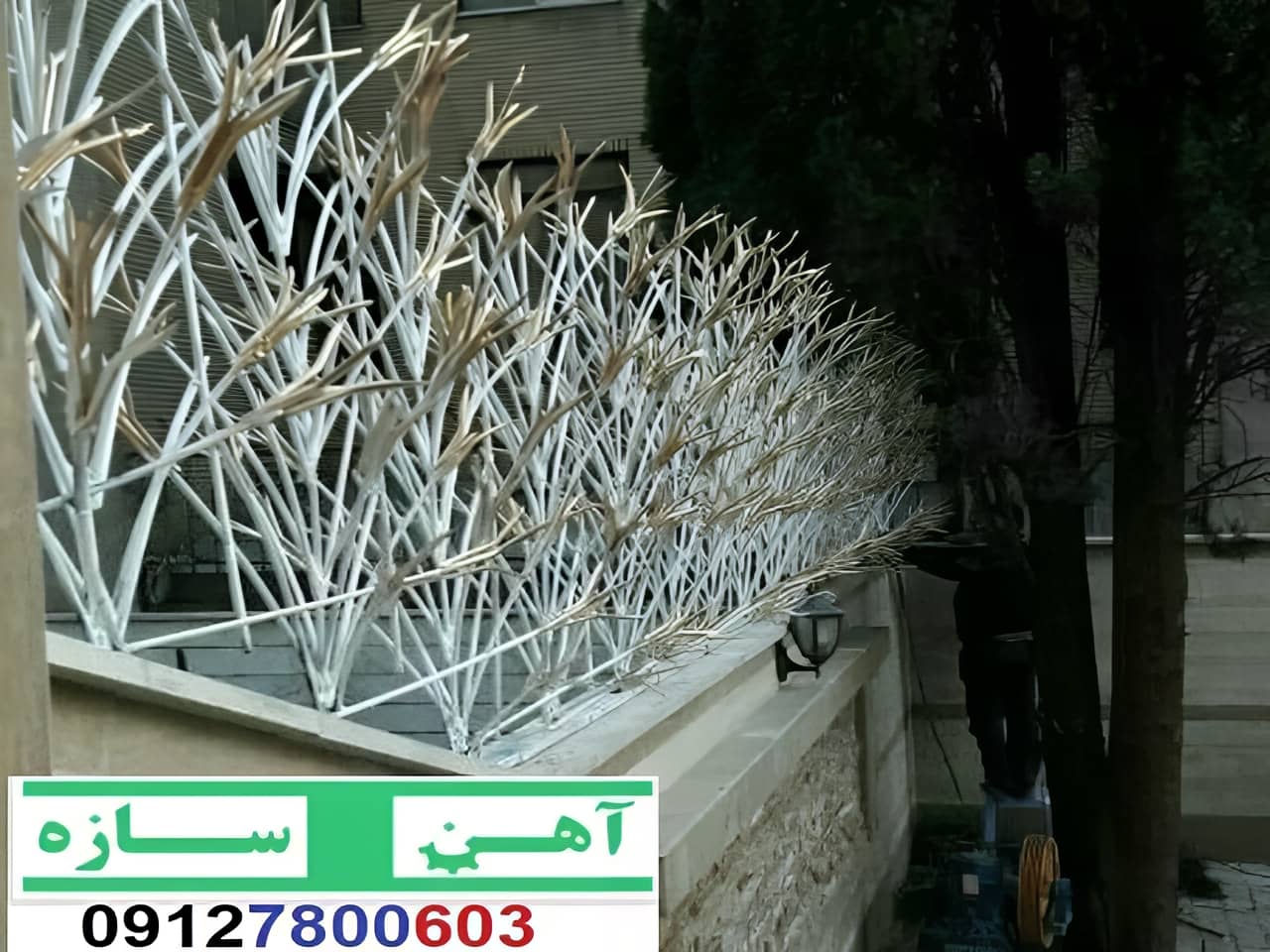 فنس حفاظ روی دیوار شاخ گوزن بوته خار لیلیومی
