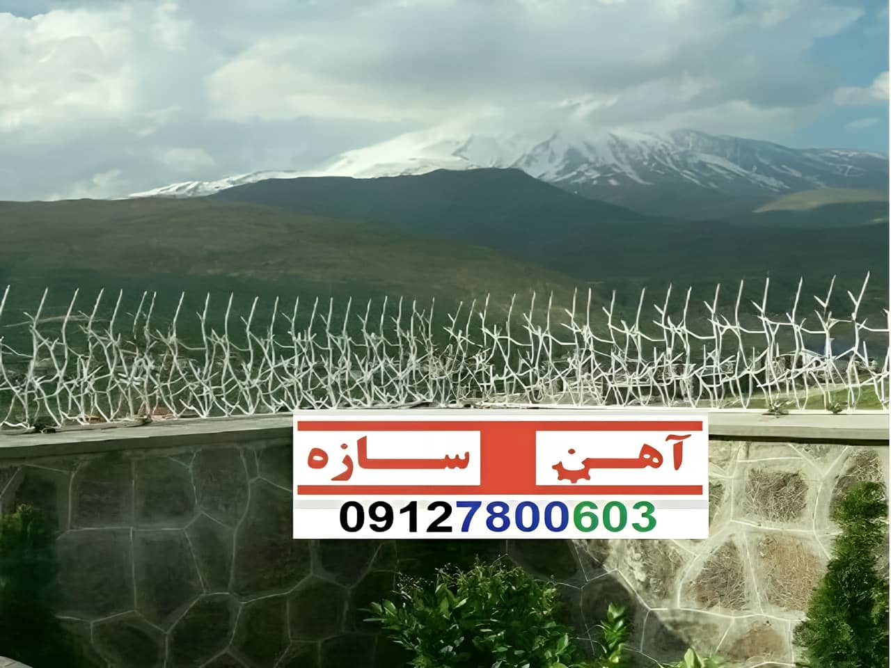 فنس حفاظ روی دیوار شاخ گوزن بوته خار لیلیومی