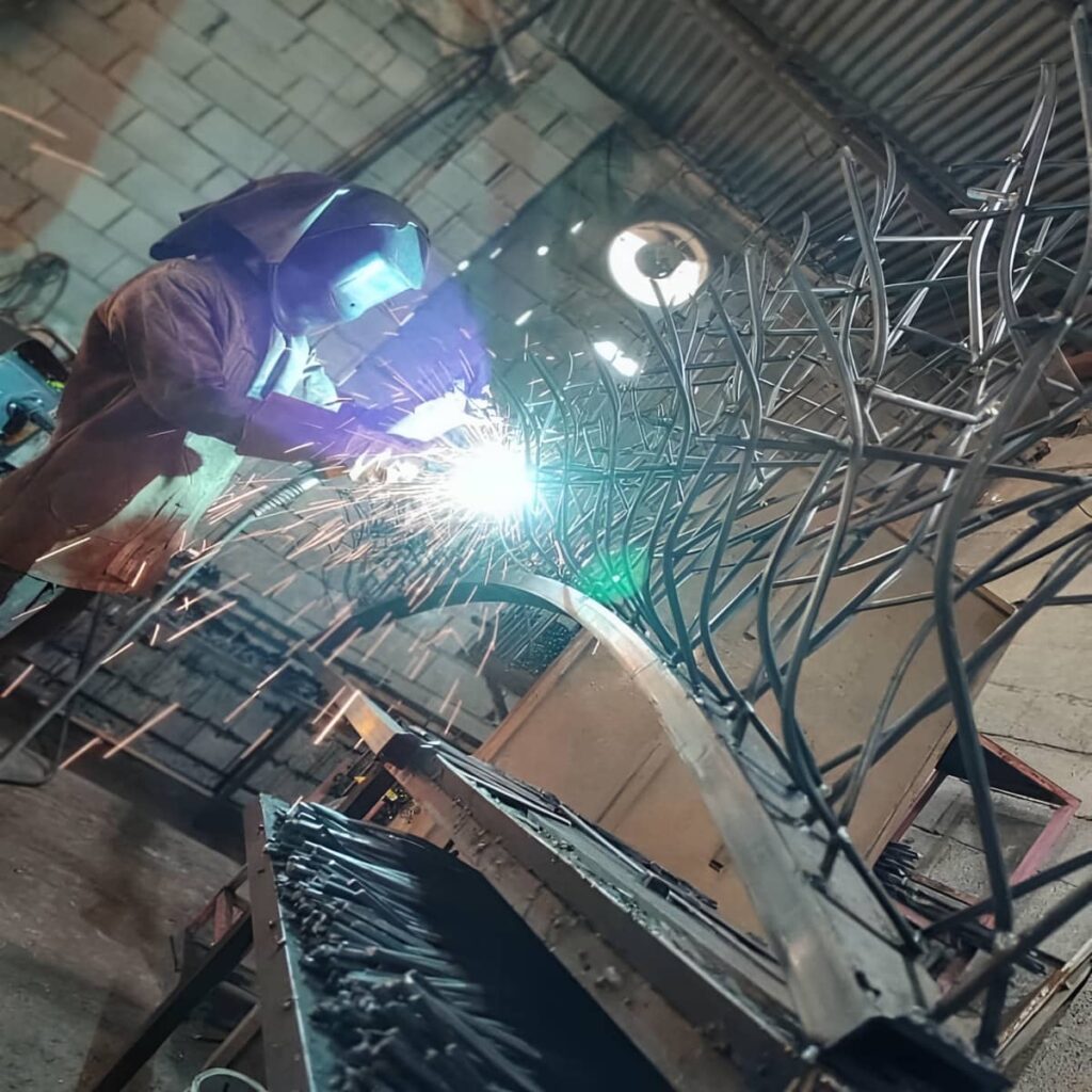 نرده دیوار آهنی با پوشش ضدزنگ فضای باز