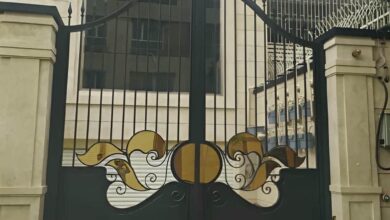 درب فرفورژه ویلایی پارکینگ با طرح یکپارچه