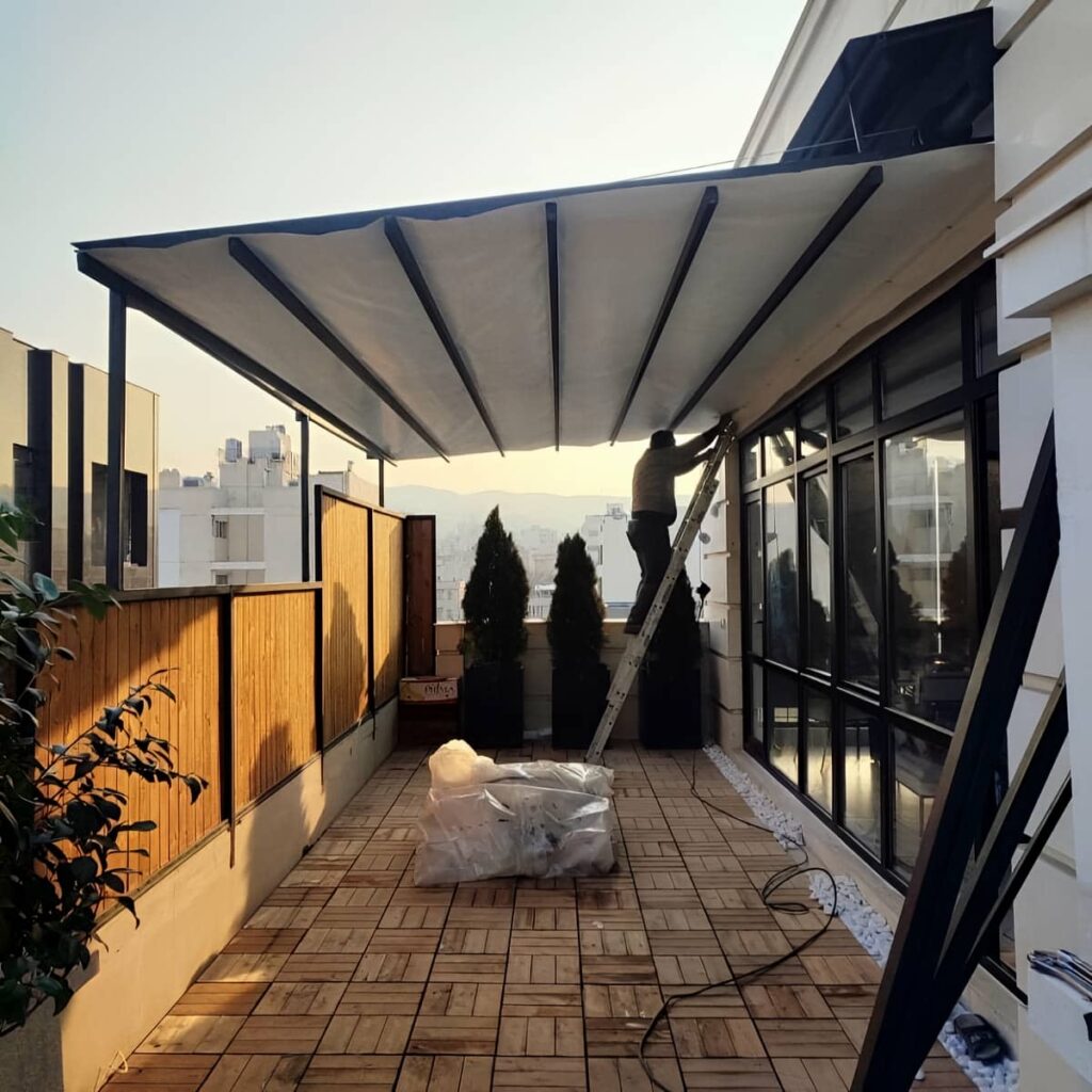 سایبان برقی در استان چهارمحال و بختیاری برای نمای مدرن ساختمان