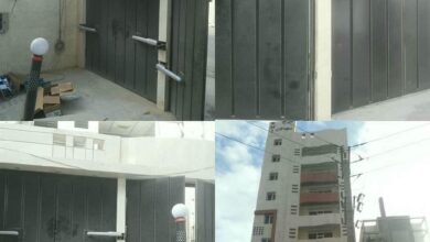 جک درب پارکینگ در شهرکرد با مدل بازویی روی درب فرفورژه