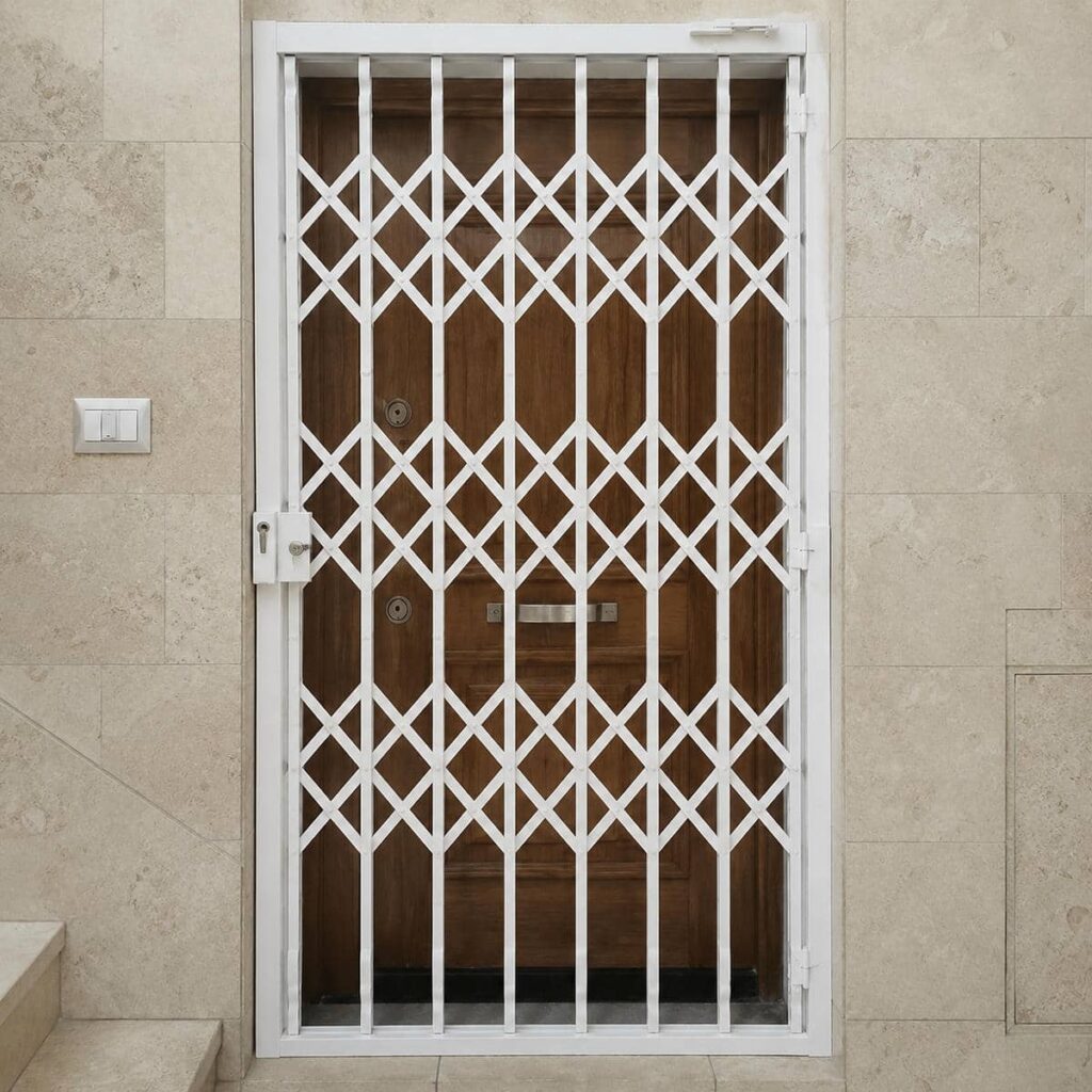نمای روبه‌روی محافظ آکاردئونی با نقش‌های منحنی