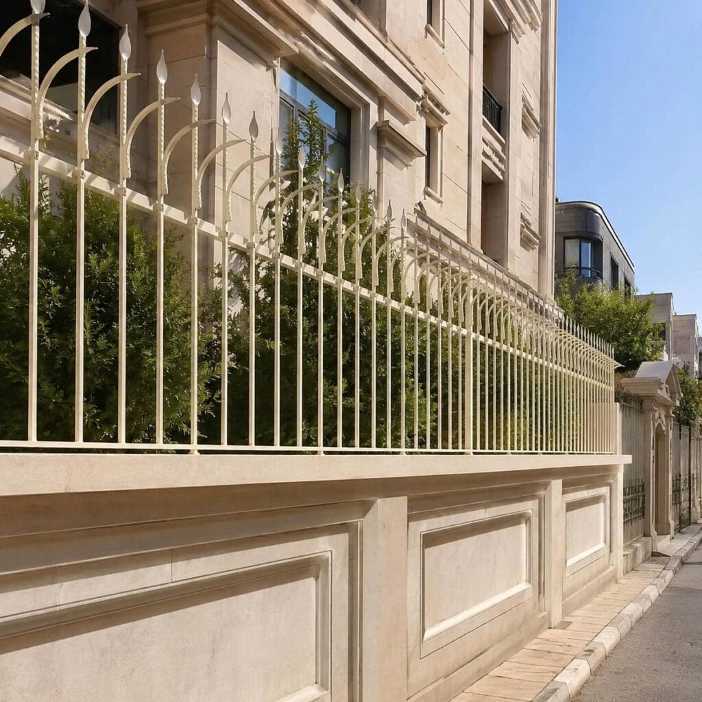 نمای سفارش نرده سرنیزه‌دار برای شکست مسیر دیوار
