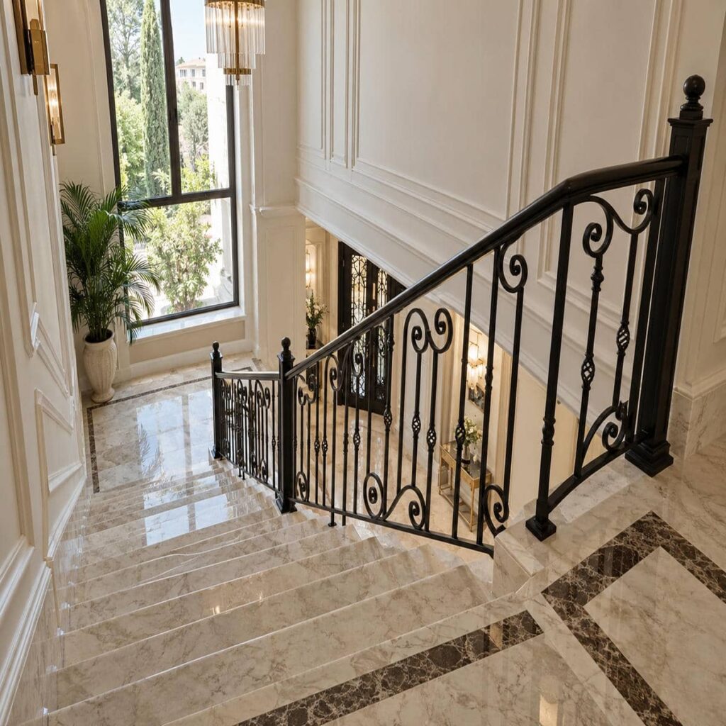 هندریل فلزی آپارتمان در استان کردستان با رنگ تیره